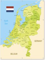 Muurdecoratie buiten Groene kaart van Nederland - 120x160 cm - Tuindoek - Buitenposter