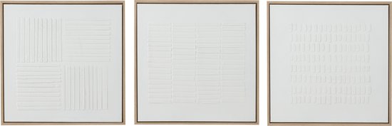J-Line Tableau Traits Toile Blanc Assortiment De 3