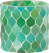 J-Line Windlicht Mozaiek Diamant Glas Blauw/Groen Medium