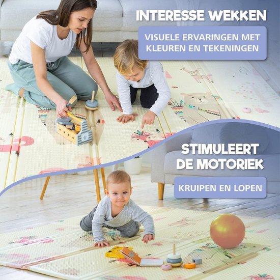 Speelmat Baby Kinderen - Dubbelzijdige vloermat - Opvouwbaar - 180x200cm - Babygym mat van HOMCOM — afbeelding 5