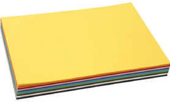 Carton - Diverse couleurs - A4 - 21x29,7cm - 180 grammes - Creotime - 12x10 feuilles