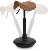 Wobblez® Zadelkruk - Ergonomische Bureaustoel voor Bureaus met een hoogte 60-80 cm - Wiebelkruk in hoogte verstelbaar van 43-63 cm - Zwarte zadelkruk met Cognac zitting