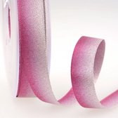 Lint satijn holografisch roze - gradient ombre roze zilver - 1 meter