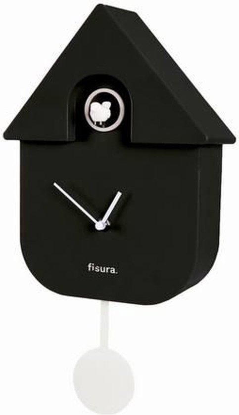 Fisura - Klok - Koekoeksklok Cuckoo House | zwart - witte slinger