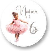 Traktatie Stickers Met Naam en Leeftijd - Ballerina - Gepersonaliseerd - Sluitstickers - Kinderfeest Traktatie - Uitdelen - Uitdeeltraktatie - Wensetiket - Rond - 40mm - Glossy sticker