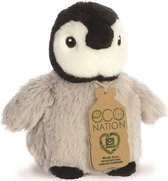 Aurora Eco Nation pluche knuffeldier Pinguin kuiken - grijs - 13 cm - Artic thema speelgoed dieren