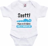 Bellatio Decorations baby rompertje - Auto Race Papa - wit/blauw - vaderdag/babyshower cadeau 80