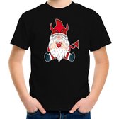 Bellatio Decorations halloween verkleed t-shirt voor kinderen - duivel kabouter/gnome - zwart 140/152