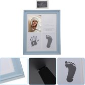 DW4Trading Fotolijst Voet en Hand Inktafdruk Set Baby Blauw - incl. Stempelkussen - 27x23cm