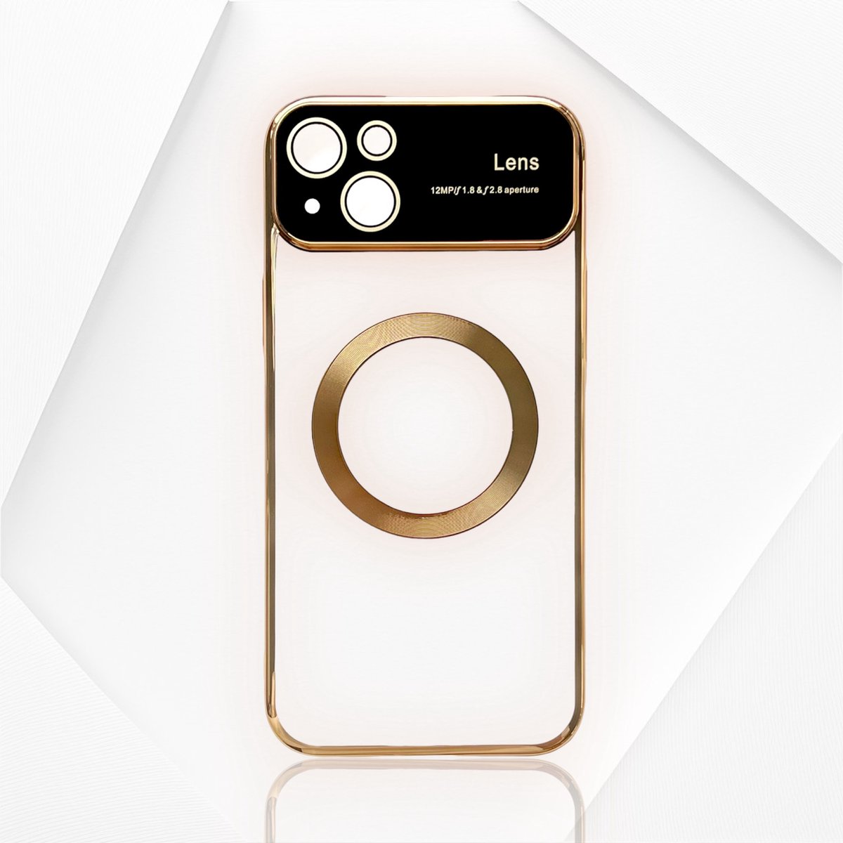 iPhone 15 Hoesje Goud - Luxe MagSafe Case met Camera Bescherming - Ultieme Lens Bescherming Backcover - Stevige Hoesje van Premium Kwaliteit.