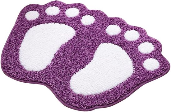 Tapis de bain antidérapant pour salle de bain, douche, tapis mignon, gros pieds, paillasson absorbant, tapis de sol, salon, canapé, coussin (violet, 40 x 60 cm)
