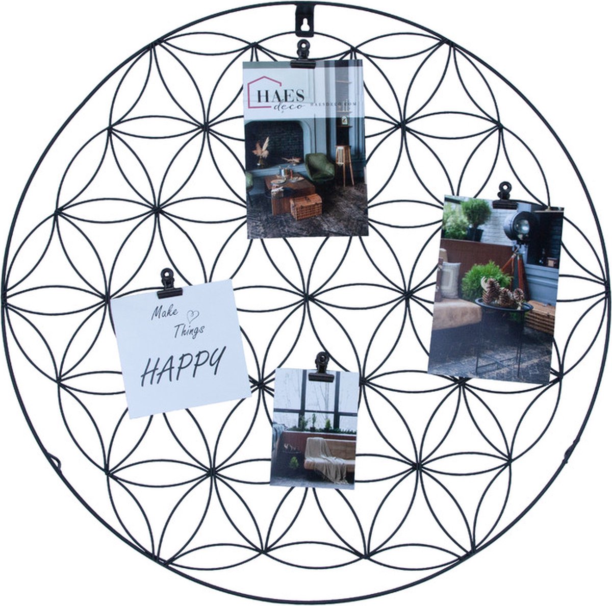 HAES DECO - Industrieel metalen rond wandrek Heidal zwart diameter 50 cm - LA772HS
