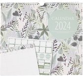 Familieplanner Botanisch 2024 - Groen / Wit - kalender - weekplanner - Inclusief stickersheet