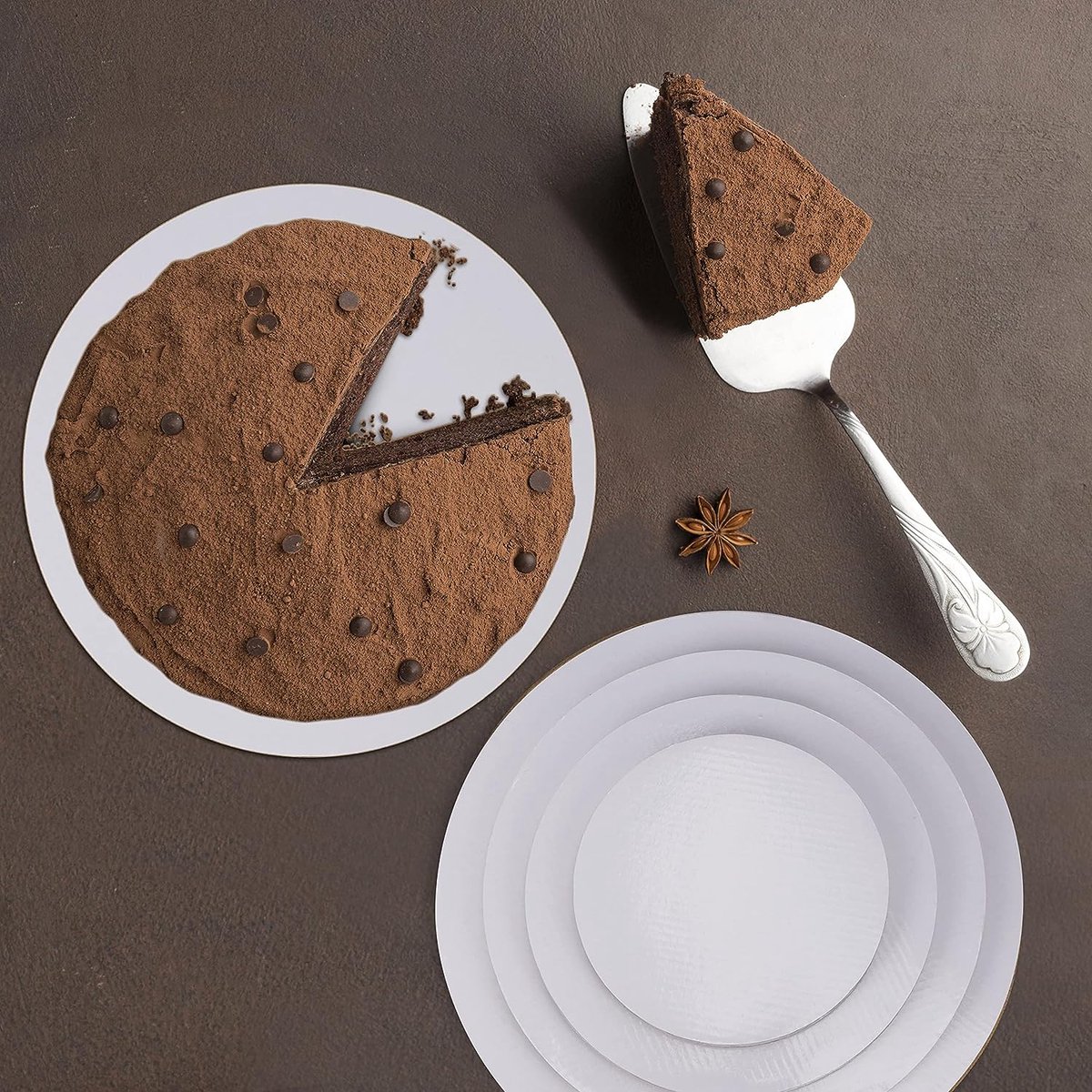 Set de 24 assiettes à gâteau rondes blanches en karton – 16, 20, 25 et 30  cm –