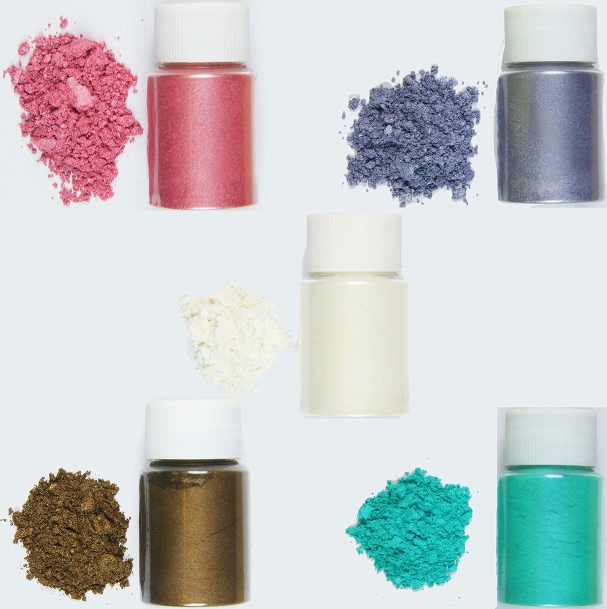 DW4Trading Epoxy Pigment Poeder 5 Kleuren van 10 gr Per Potje - Mica Kleurstof - Geschikt Voor Kaarsen, Zeep, Giethars, Sieraden - Set nr. 8