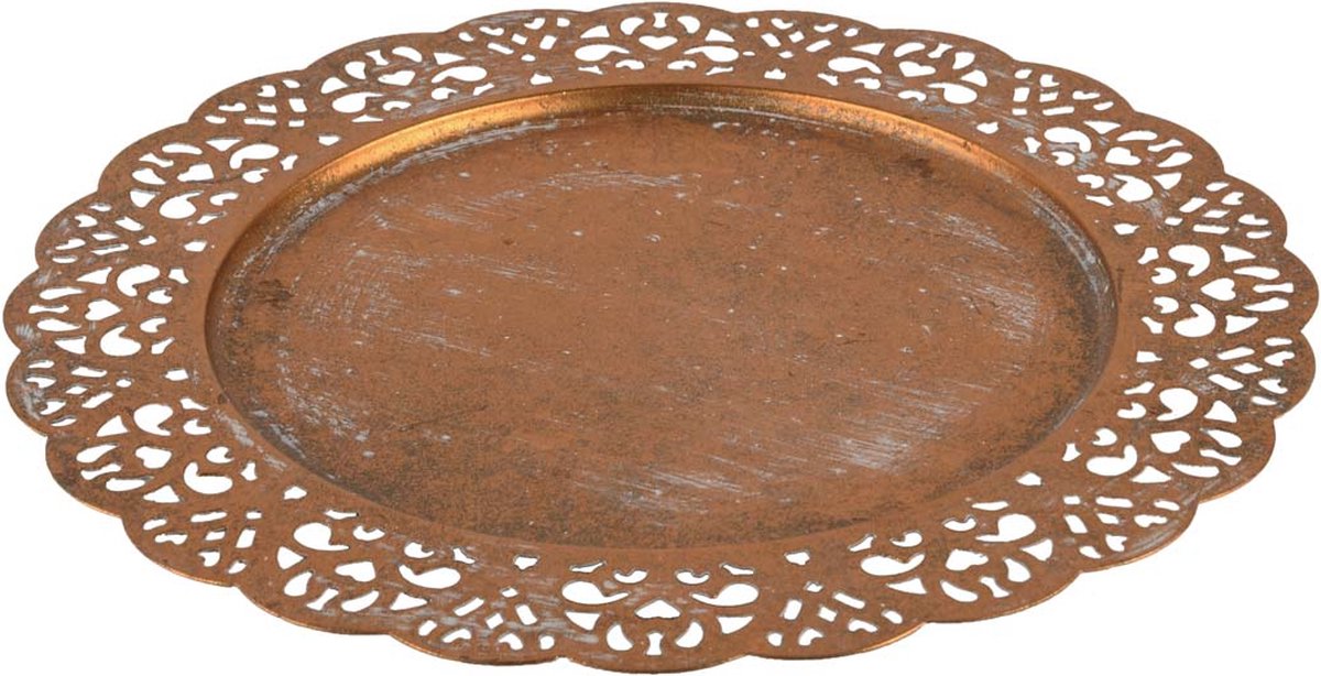 ROUMI - Plateau rond en aluminium - doré D40cm