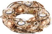 Dekoratief | Tafelstuk m/gouden eieren, 32x32x10cm | A220281