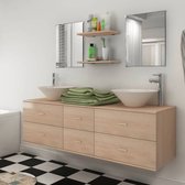 The Living Store Badkamermeubelset 9-delig met kraan en wasbak beige - Badkamerkast