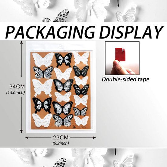 Wanddecoratie metaal 3D 3 Vlinders 90cm