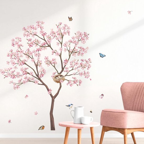Stickers muraux arbre à fleurs roses, sparadrap muraux branche de Bloem , Décoration murale, chambre de Bébé , chambre de fille, chambre de Chambre de bébé