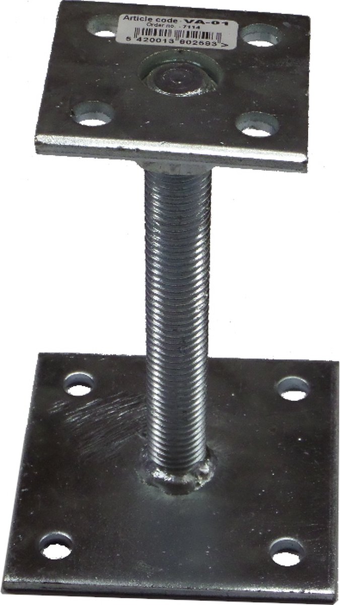 verstelbare vloerpaalhouder, verzinkt, 70x70x6 mm
