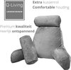 foto van Q-Living Leeskussen Met Nekrol - Extra Nekrol - Bookseat - Lekker Lui Lezen - Meditatiekussen - Leeskussen Voor In Bed - Onderrug Ondersteuning - Ontspanningskussen - Relaxkussen - Zitkussen - Leeskussen Met Armsteun - Grijs