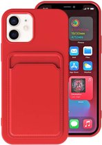 Smartphonica iPhone 12/12 Pro siliconen hoesje met pashouder - Rood / Back Cover geschikt voor Apple iPhone 12;Apple iPhone 12 Pro