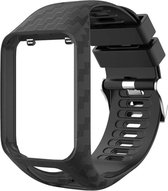 Carbon Look Bandje Zwart geschikt voor TomTom Smartwatch – Horlogeband geschikt voor Spark 2 3 Runner 2 3 – Black