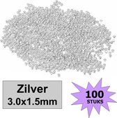 Fako Bijoux® - Knijpkralen - Crimp Beads - Metaal - 3.0x1.5mm - 100 Stuks - Zilverkleurig