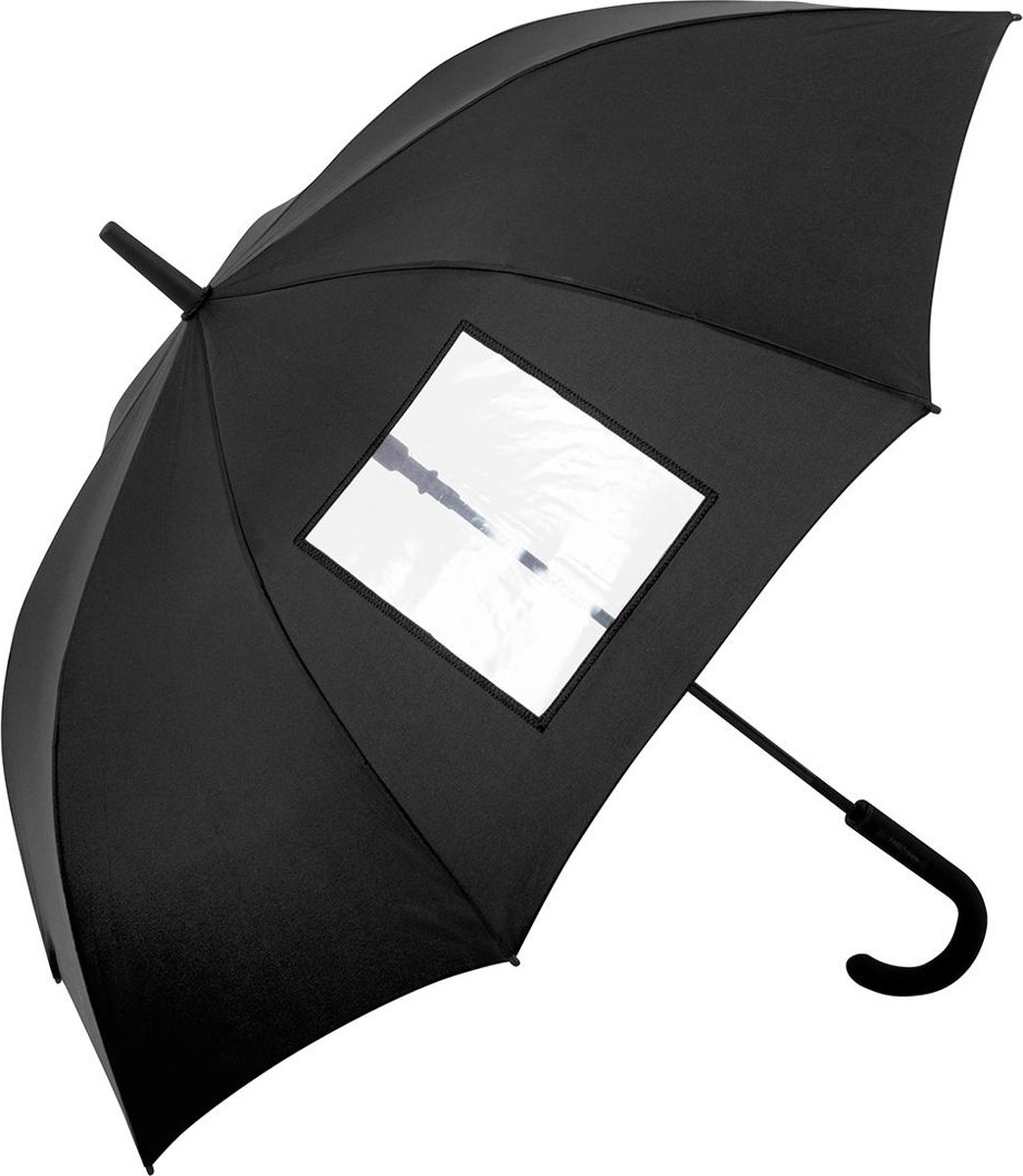 Fare Paraplu met kijkvenster - Ø 105 cm - Automatisch openend - Winddicht - Polyester/Kunststof/Staal - Zwart