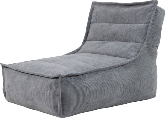 icon "Otto" Corduroy Zitzak Lounger, Houtskool, XXL Zitzakstoel Volwassenen met Vulling, Woonkamerzitzakken