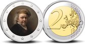 2 Euro munt kleur Rembrandt Zelfportret
