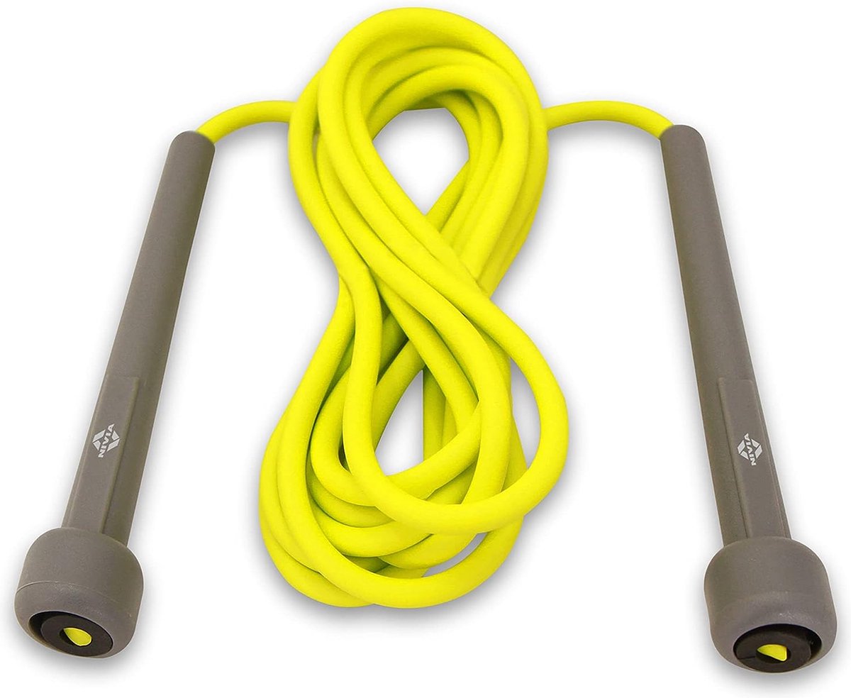 Nivia Trainer Skipping Rope for Men & Women (Yellow, Free Size - Adjustable) | Material - Polyvinyl Chloride | Cardio Workout, Warmup, Weight Loss, Training | Jump Rope for Exercise | Exercise Rope