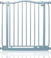 Barrière d'escalier Safetots avec dessus incurvé, 71 cm - 80 cm, Grijs mat, barrière d'escalier sans Embouts , barrière bébé pour Portes , couloirs et pièces, barrière de sécurité, installation facile