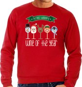 Bellatio Decorations foute kersttrui/sweater heren - Kerst wijn glazen - rood - drank/wine XXL