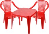 Sunnydays Kinderstoelen 2x met tafeltje set - buiten/binnen - rood - kunststof