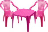 Sunnydays Kinderstoelen 2x met tafeltje set - buiten/binnen - roze - kunststof
