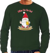 Bellatio Decorations foute kersttrui/sweater heren - Bier kabouter/gnoom - groen - Doordrinken S