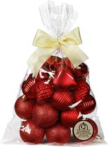 Inge Christmas kerstballen/ornamenten 30x- kunststof -rood