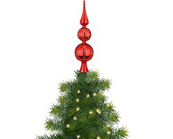 Inge Christmas Goodz kerstboom piek gedecoreerd - rood - glas - 31 cm