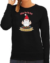 Bellatio Decorations foute kersttrui/sweater dames - Kado Gnoom - zwart - Kerst kabouter XS