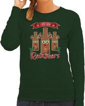 Bellatio Decorations foute kersttrui/sweater dames - Rudolf Reinbeers - groen - rendier/bier L