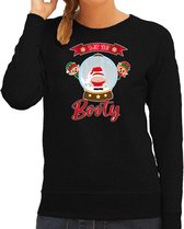 Bellatio Decorations foute kersttrui/sweater dames - Kerstman sneeuwbol - zwart - Shake Your Booty XS