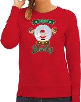 Bellatio Decorations foute kersttrui/sweater dames - Kerstman sneeuwbol - rood - Shake Your Booty XS