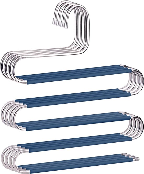 ABHENG Metalen broekhangers, verpakking van 10 stuks, kleerhangers voor broeken met open uiteinden, ruimtebesparend, antislip, eenvoudig op te hangen, 38B x 13H cm, zwart, AIY0510B