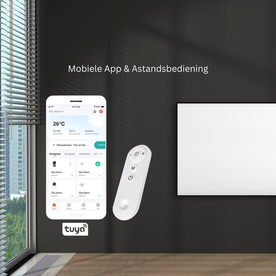 AVOID Infrarood Verwarming 3000W – Wandverwarming met WiFi en Afstandsbediening – Tuya App – Terrasverwarmer Buiten & Binnen – 9 Warmtestanden – Timer – Wandmontage