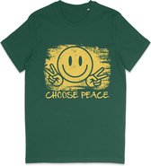 T Shirt Dames Heren Unisex - Choose Peace Smiley - Groen - S