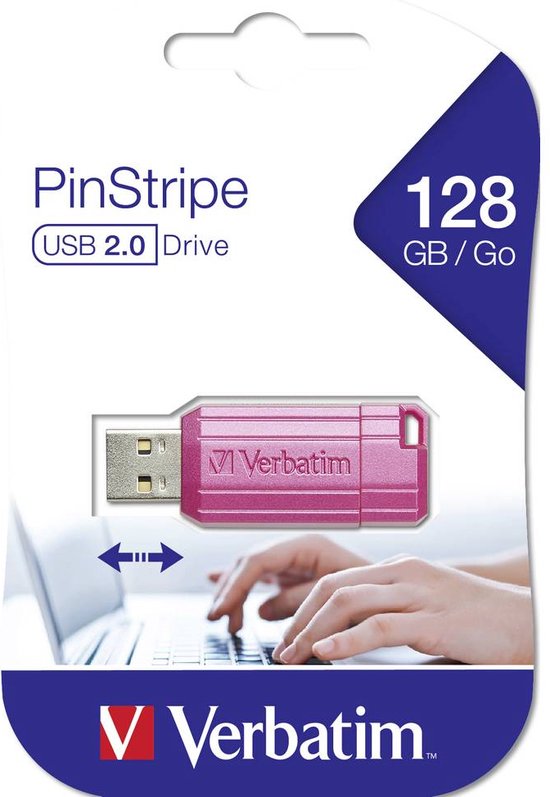 Verbatim USB DRIVE 2.0 PINSTRIPE USB-stick 128 GB Pink 49460 USB 2.0 - Verbatim