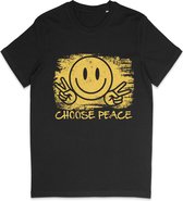 T-shirt Femme Homme Unisexe - Choose Peace Smiley - Zwart - 3XL