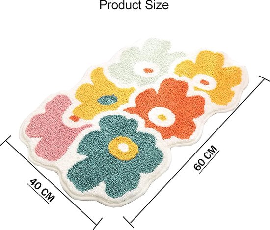 Mat 40x60cm, antislip badkamermat machinewasbaar, bosbos dier en bloemenelement silhouetten vogels konijntjes vos hert, ultra zacht en waterabsorberend badtapijt voor badkamer, bad en douche